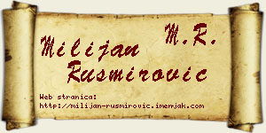 Milijan Rusmirović vizit kartica